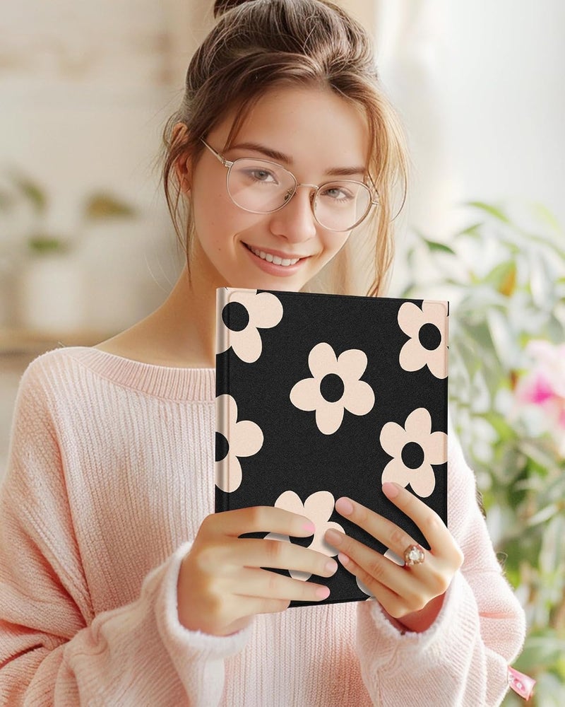 Wazzasoft for iPad 10th Generation Case with Keyboard - for iPad A16 Cases Pencil Holder 10.9 Inch Cover Women Girls Cute Girly Black Flower Unique Design Funda for Apple Tablet 10th/11th gen - Image 3